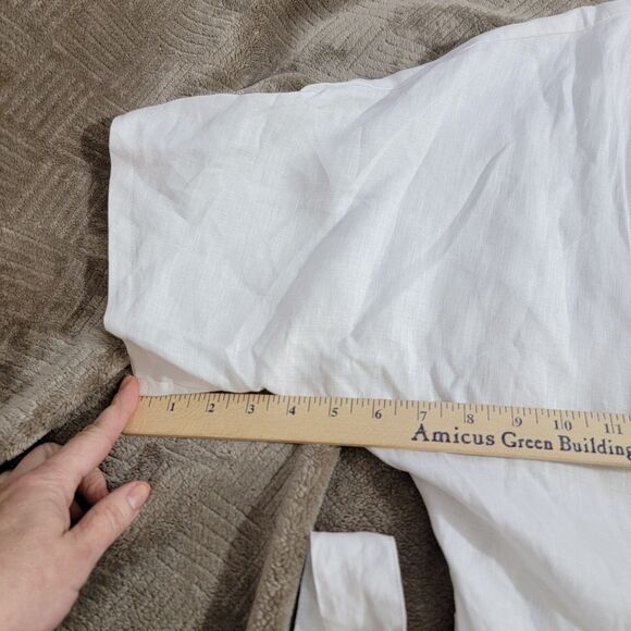 White Resort Midi Dress with V-Neck and Dolman Sleeves - Picture 11 of 13